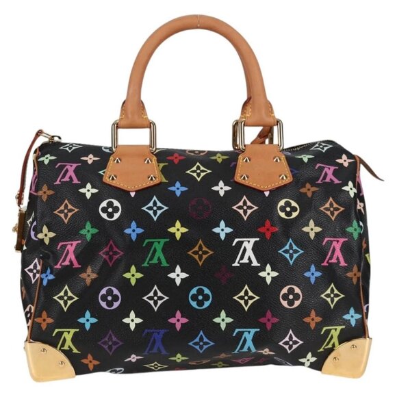 LOUIS VUITTON Monogram Multicolor Speedy 30 Hand Bag Black M92642 Auth yk19115A - Picture 2 of 16